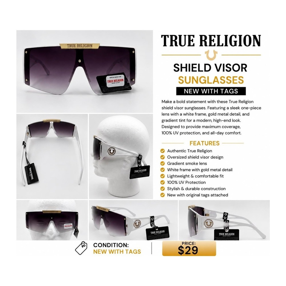 TRUE RELIGION SHIELD‎ VISOR SUNGLASSES – Brand New
